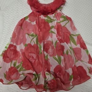 Rare Editions Red Floral Chiffon Party Dress